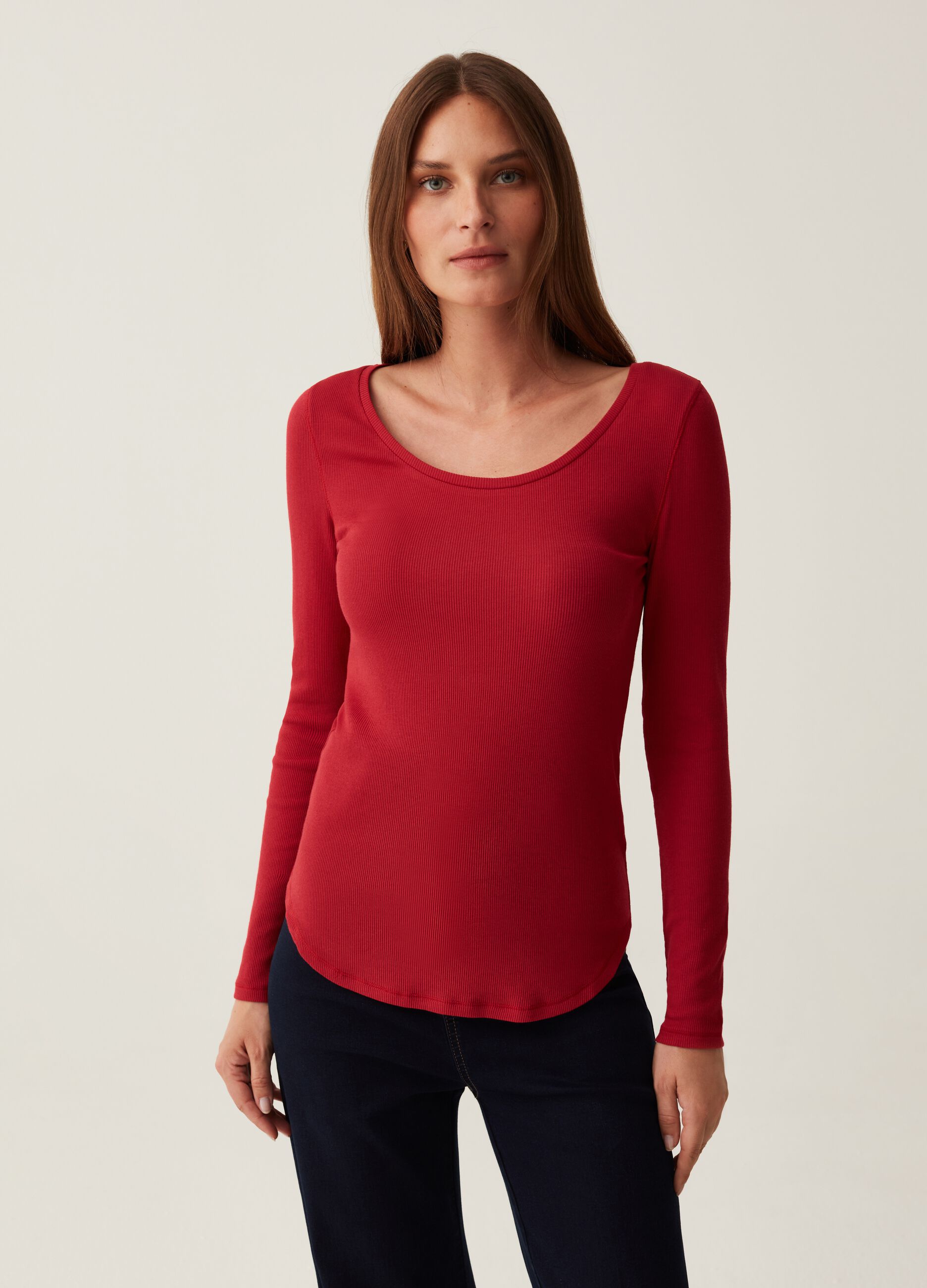 T-shirt premaman a costine con maniche lunghe_2