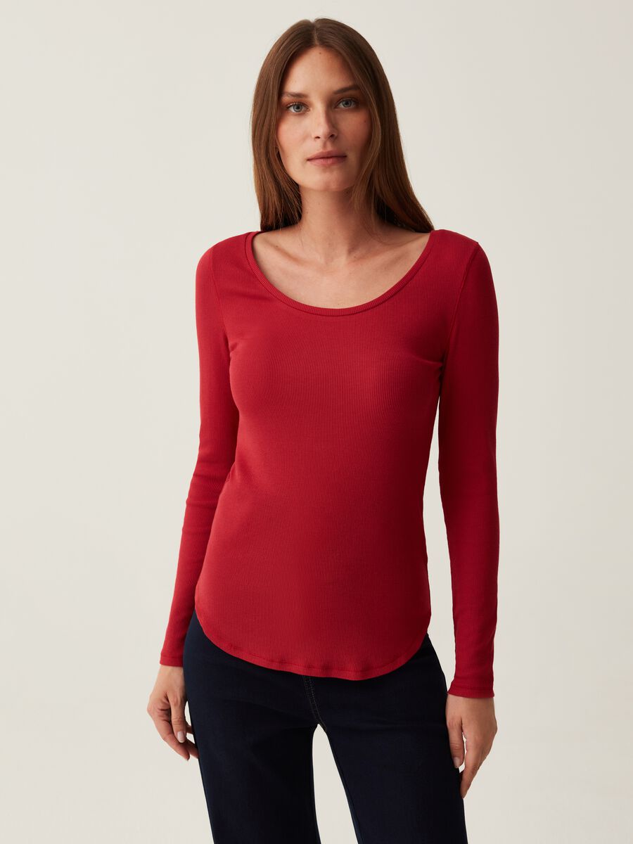 T-shirt premaman a costine con maniche lunghe_2