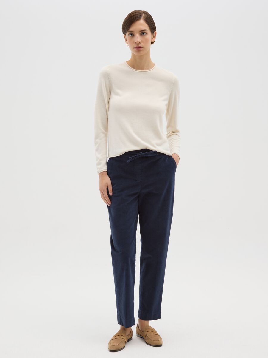 Regular fit white crew neck jumper_1