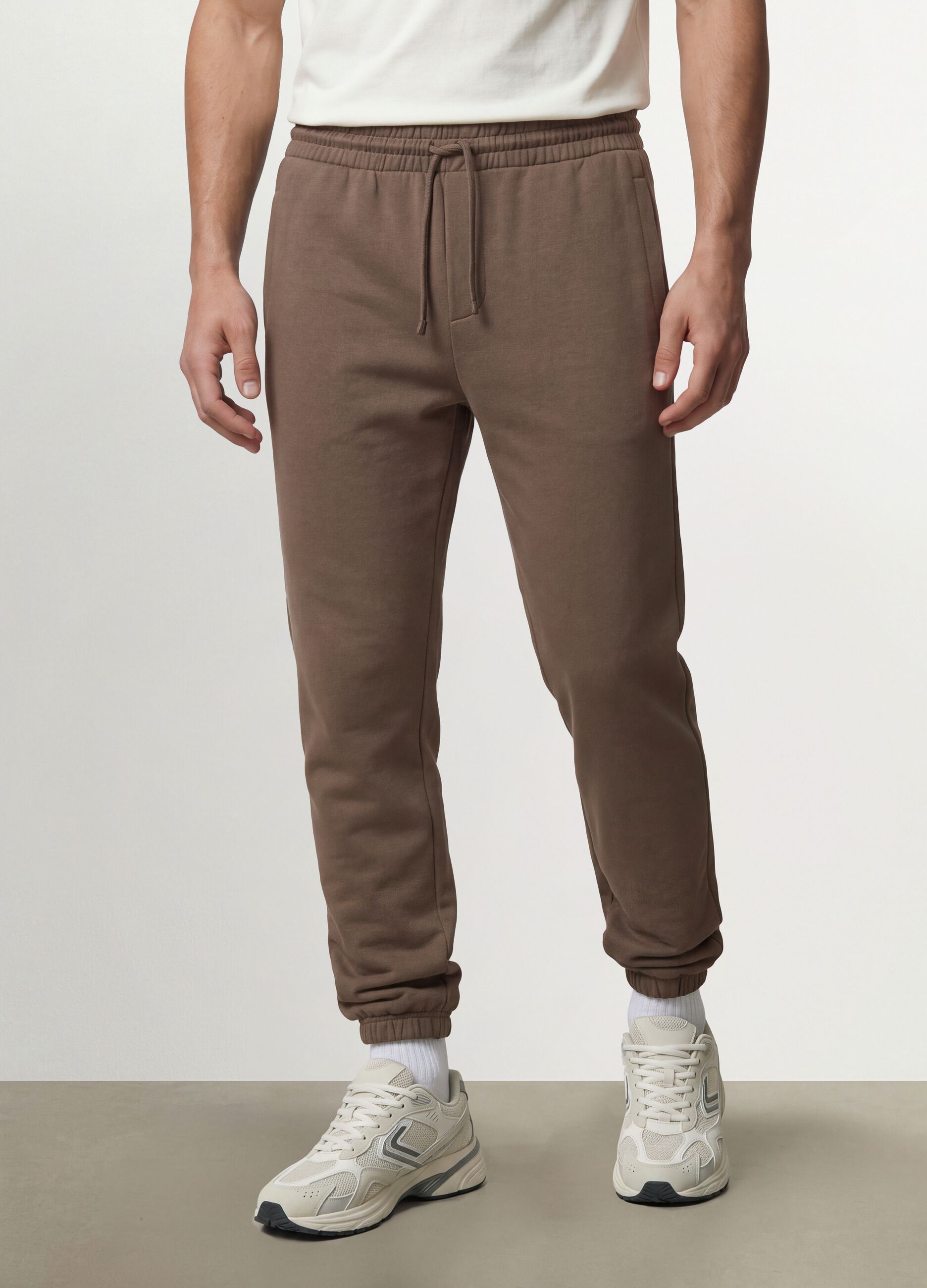 Brown cotton-blend joggers, regular fit