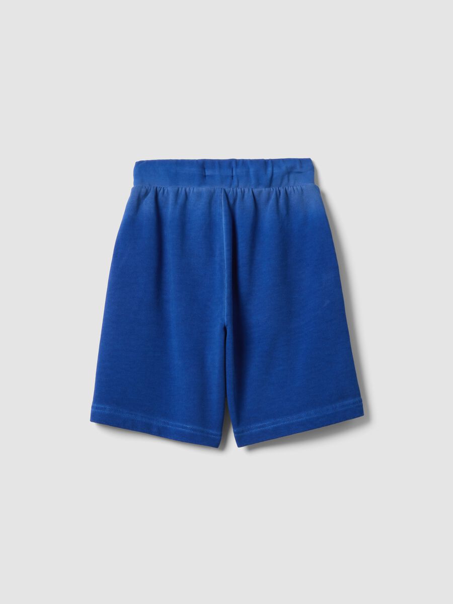 Shorts cargo in puro cotone blu da bambino baggy fit_1