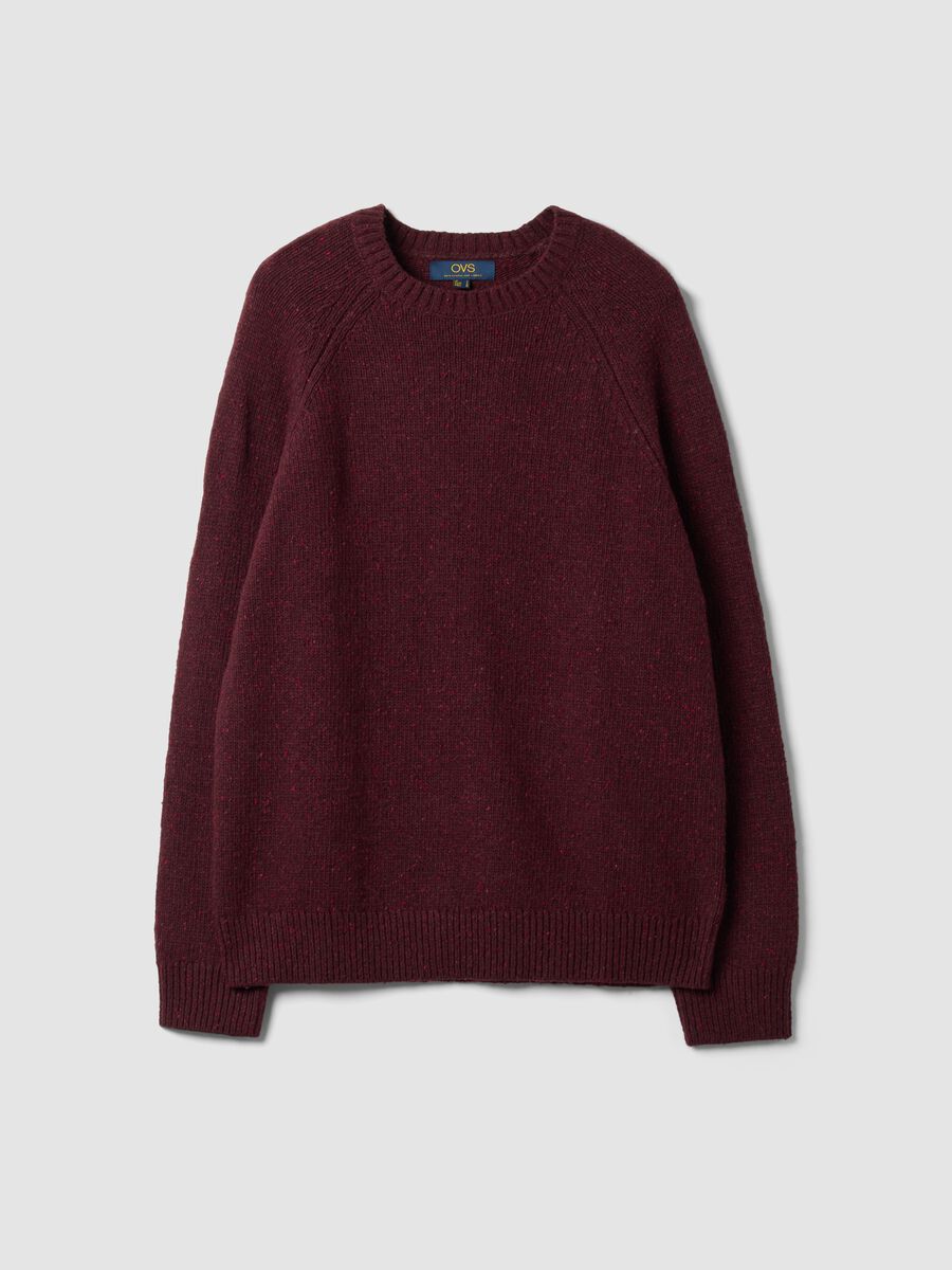 Maglione rosso girocollo in misto cotone e lana_4