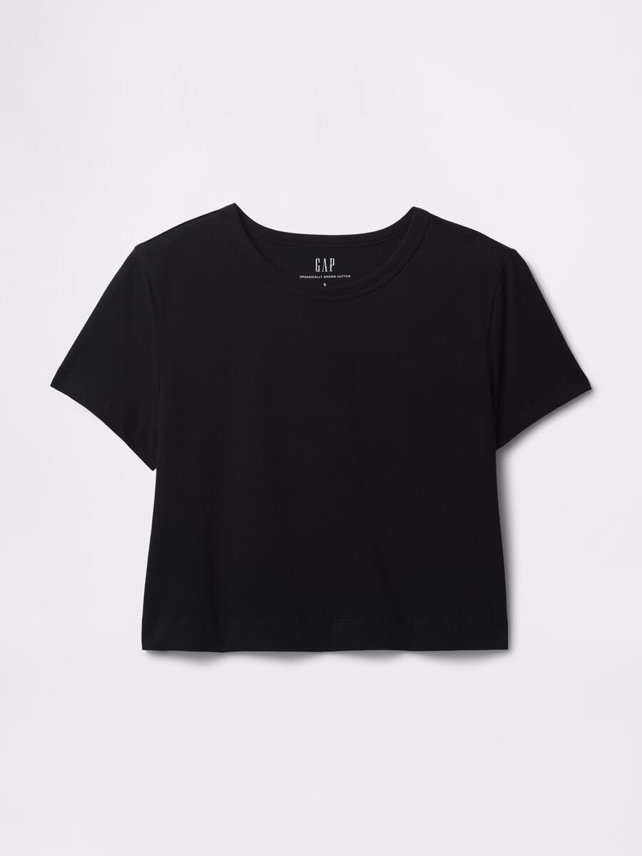 T-shirt cropped nero in cotone_3