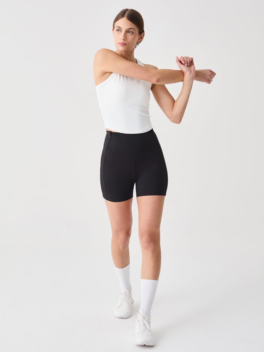 ALTAVIA STUDIO crop tank top in ribbed technical fabric_1