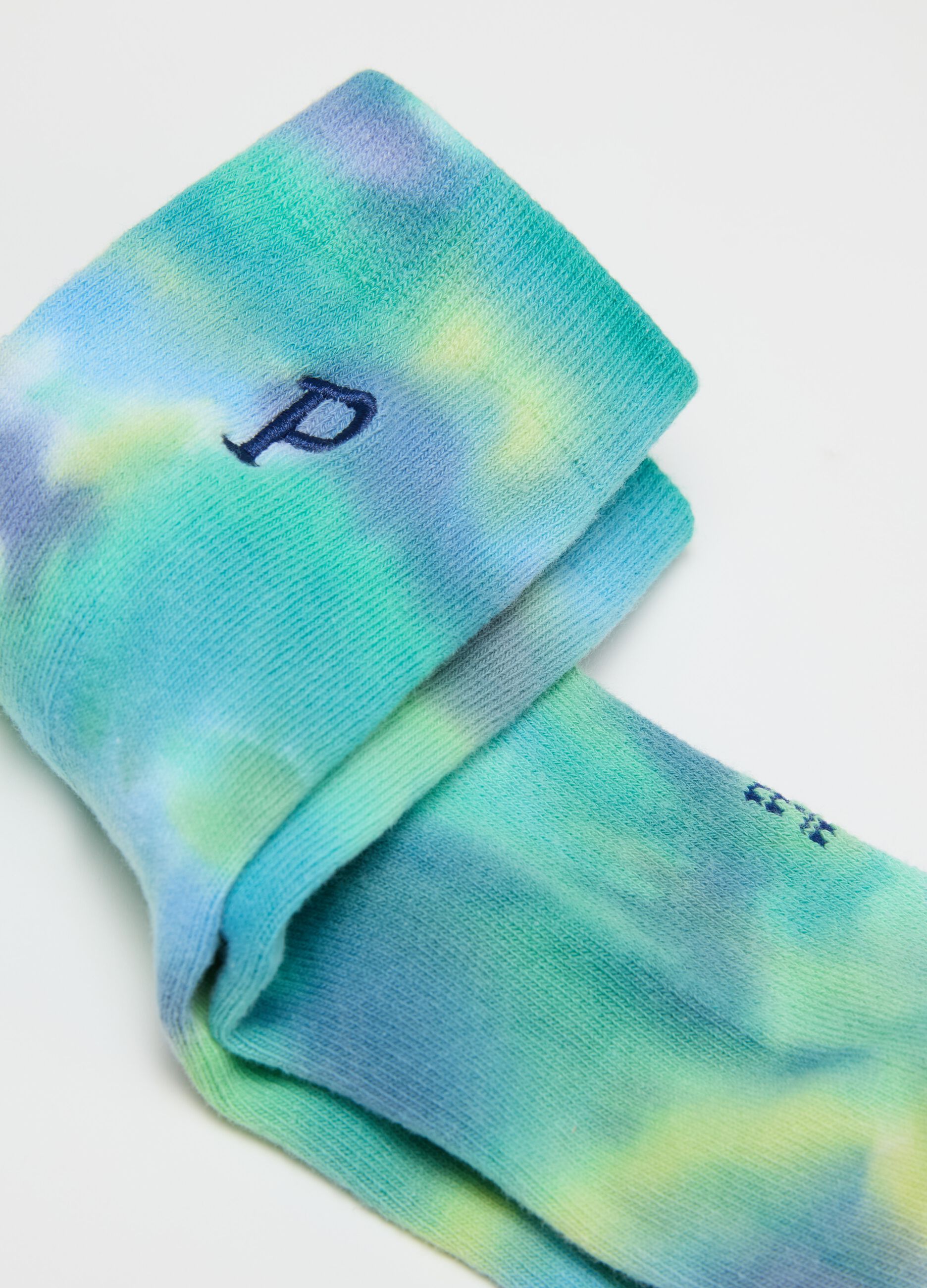 Tie-dye socks with logo embroidery
