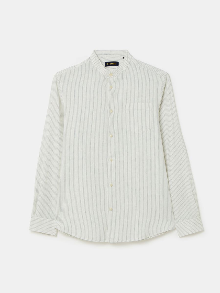 Linen and cotton shirt with thin stripes_3