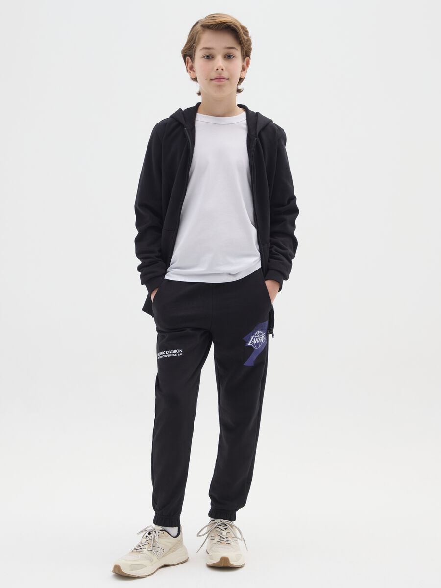 Black jogger trousers for boys in cotton and viscose_0