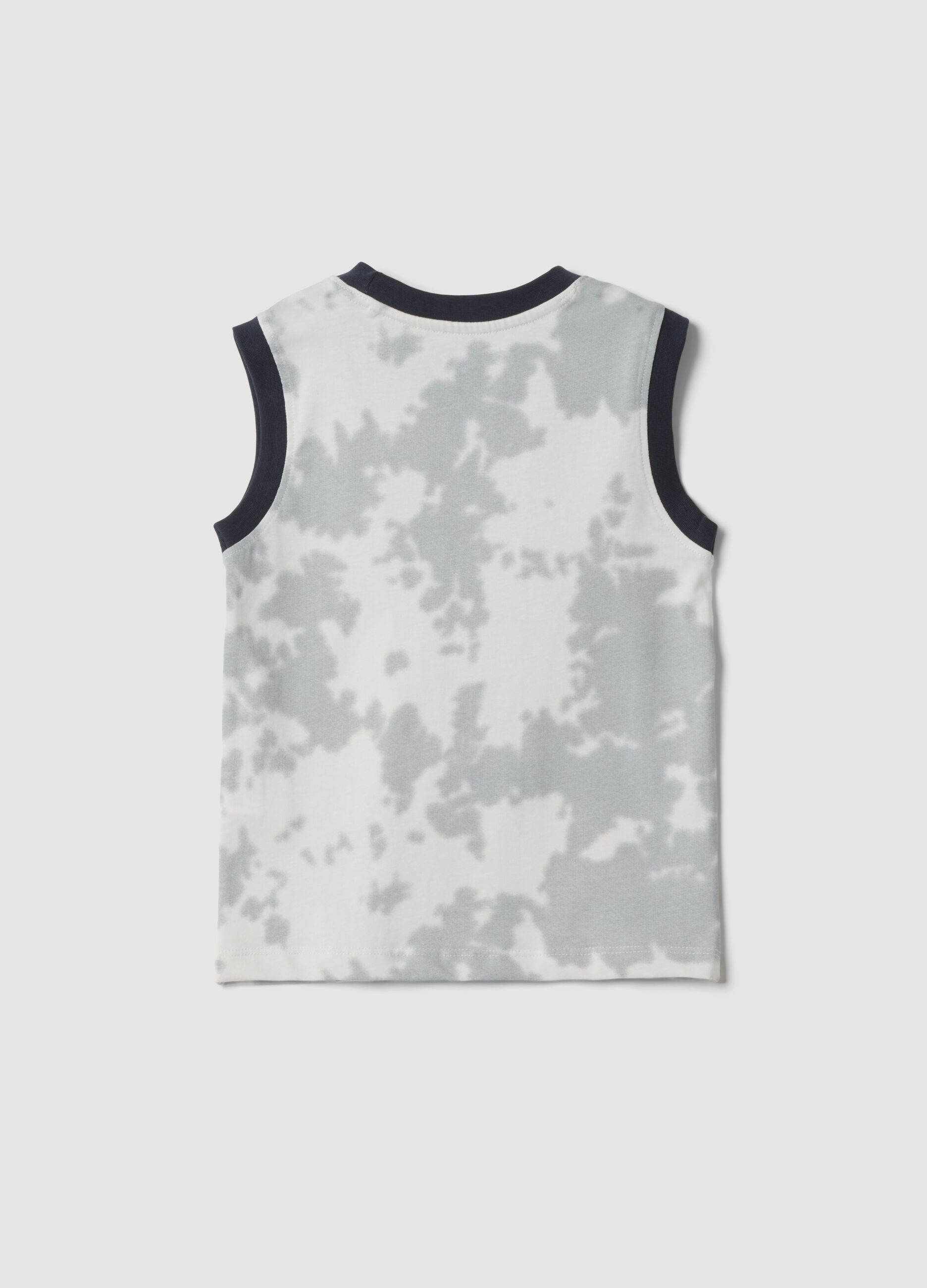 White pure cotton vest top with graphic print