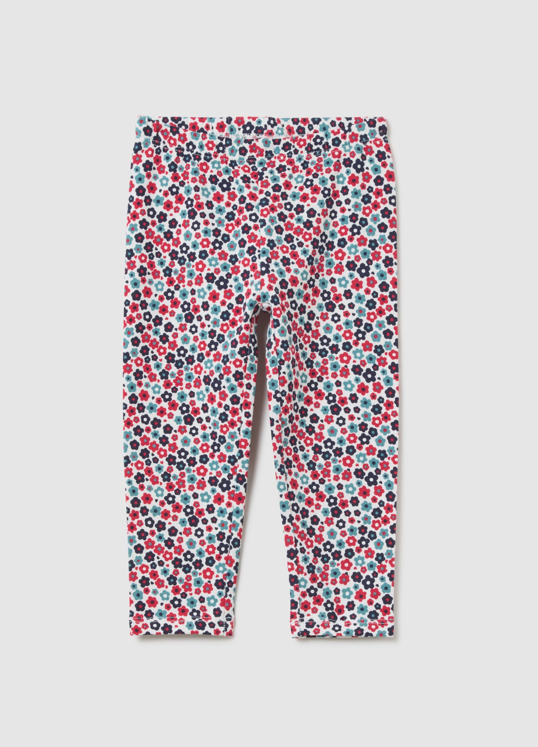 Girls' multicolour skinny fit cotton leggings