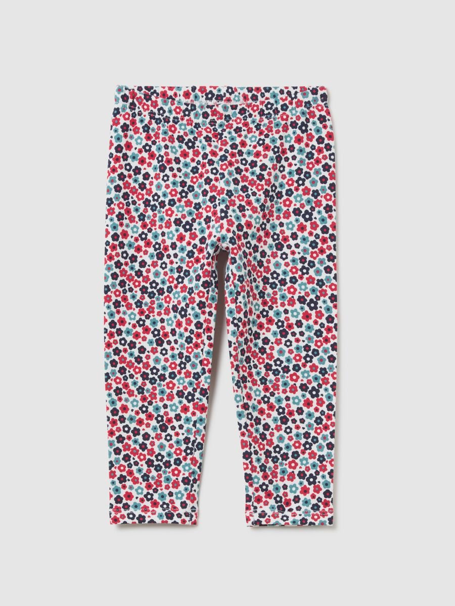 Girls' multicolour skinny fit cotton leggings_0