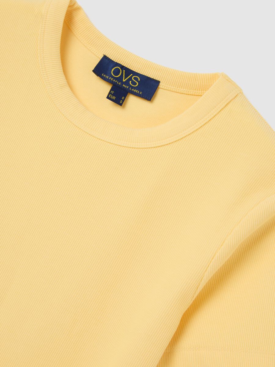 Yellow short-sleeved stretch cotton T-shirt OVS_5
