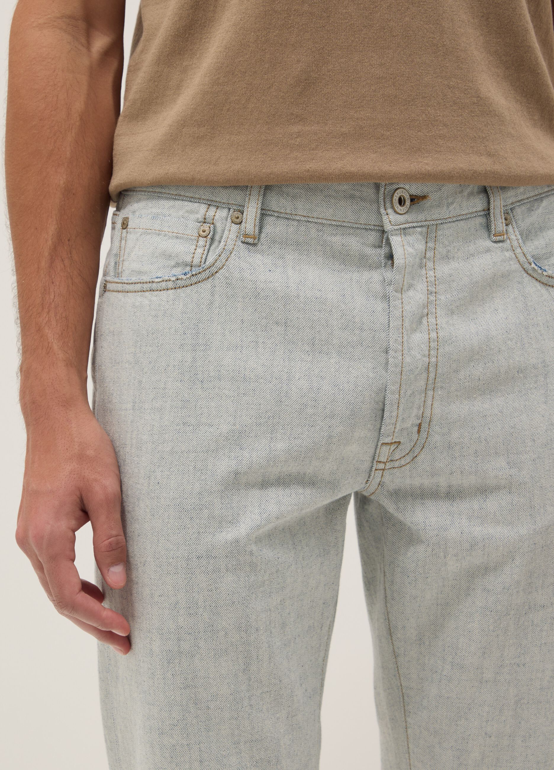 Light Blue Pure Cotton Relaxed-Fit Denim Jeans