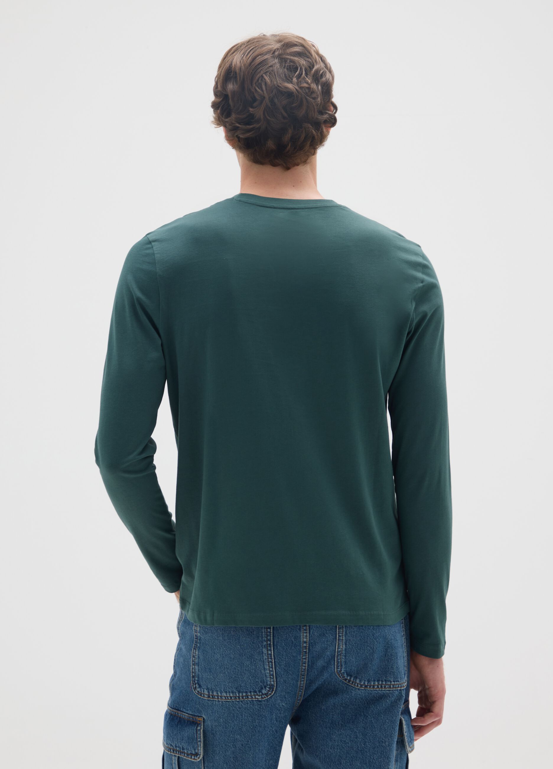 Green pure cotton regular fit sweater