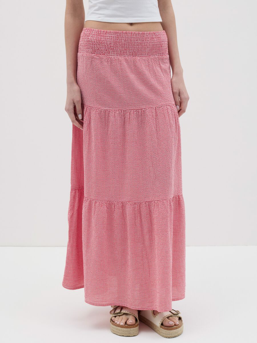 B.Angel long white and red tiered skirt in seersucker_1