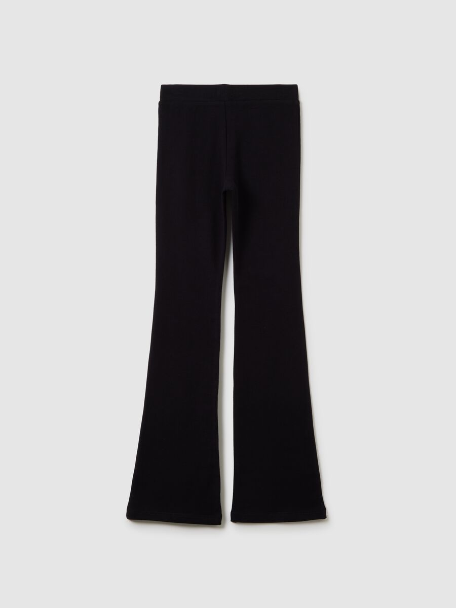 Girls' black stretch cotton blend flare leggings_1