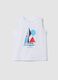 White pure cotton boys&rsquo; vest with sailboat print_0