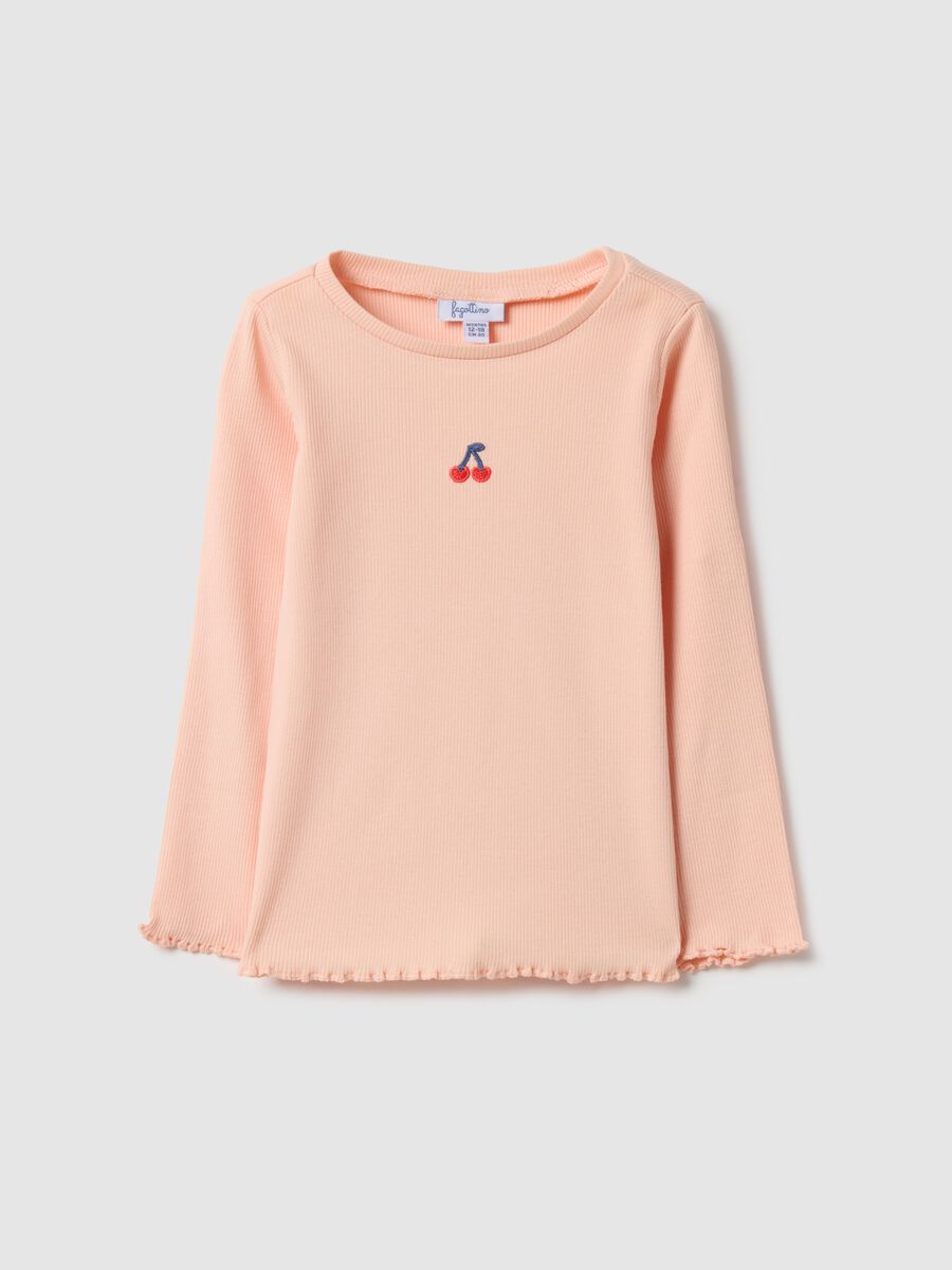 Pink long sleeve girls' t-shirt in regular fit cotton blend_0