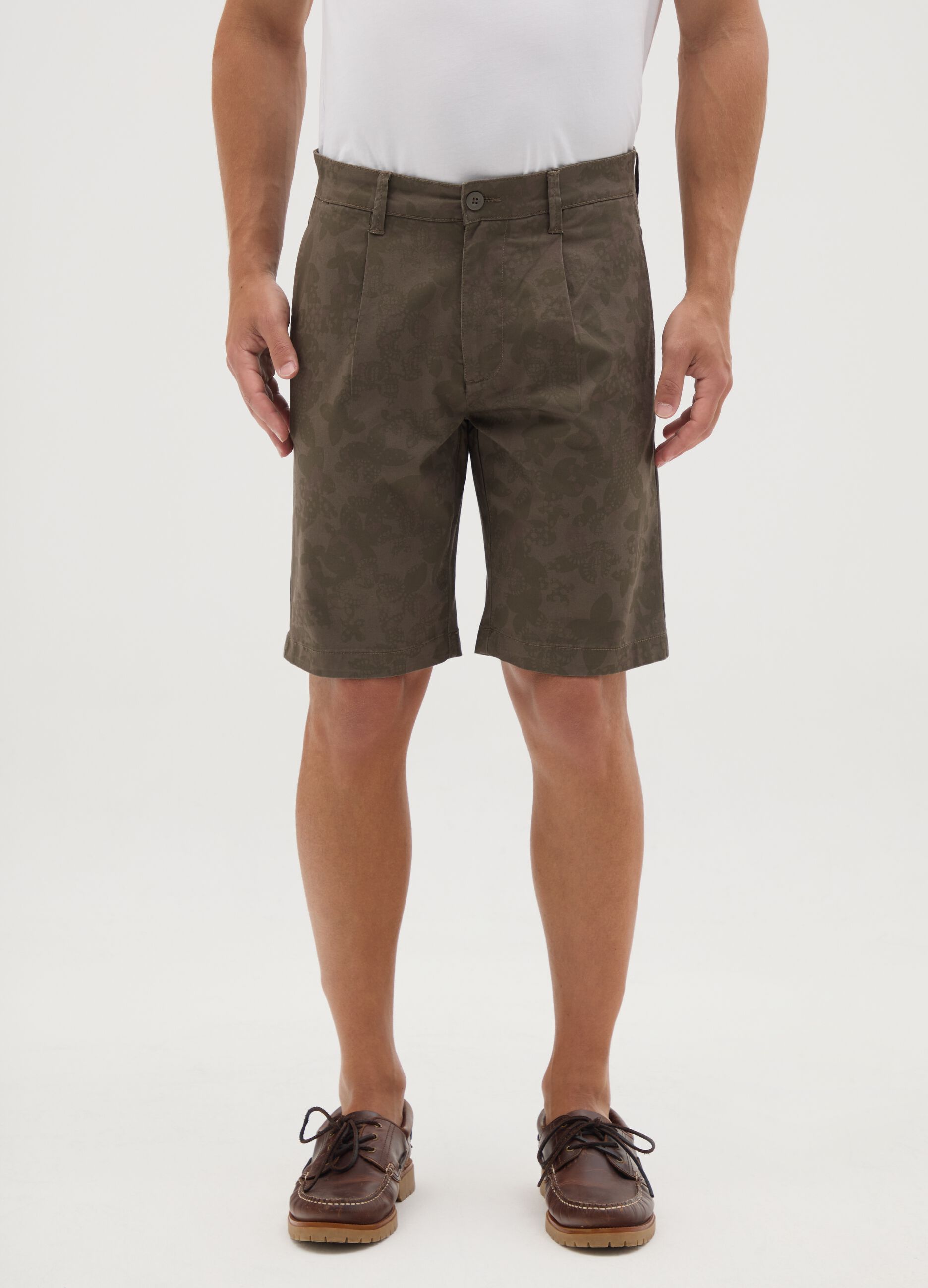 Men's Brown Cotton Bermuda Shorts Regular Fit