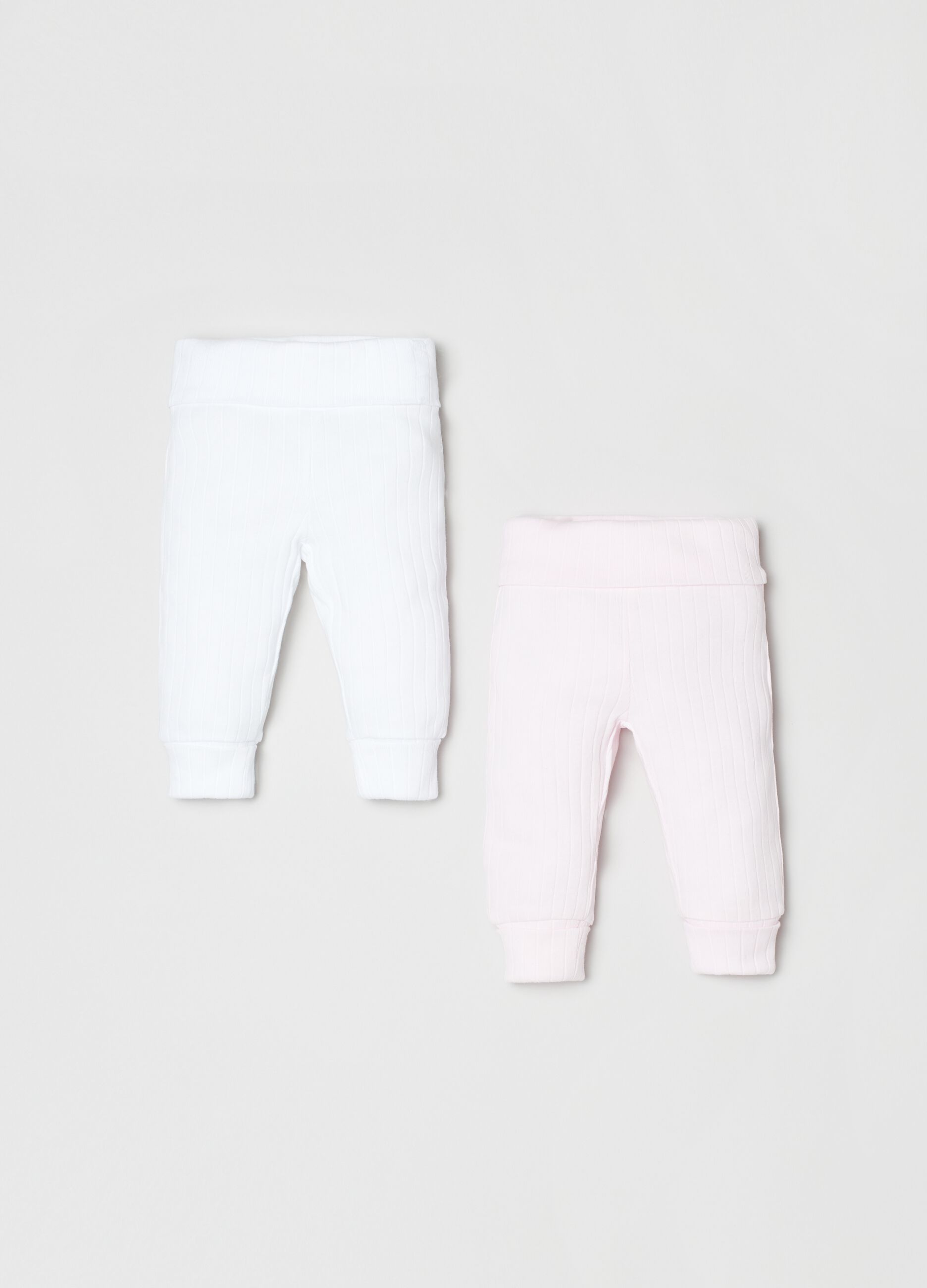 Two-pack ribbed cotton leggings