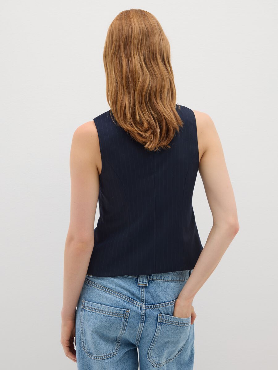 Gilet in tessuto elasticizzato blu regular fit a righe_2