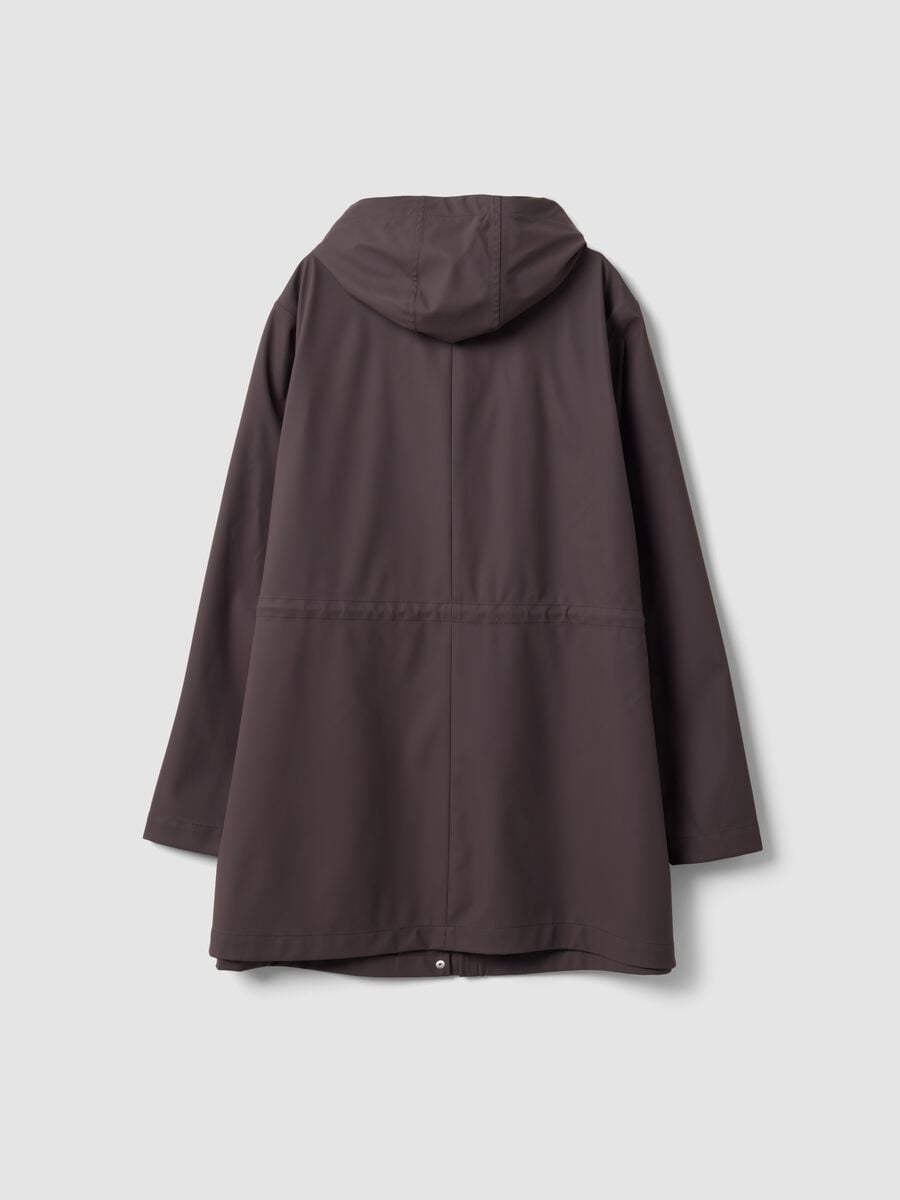 Giacca antipioggia viola con cappuccio e chiusura zip e bottoni regular fit_1