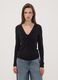 T-shirt nera in viscosa elasticizzata con arricciatura frontale slim fit_0