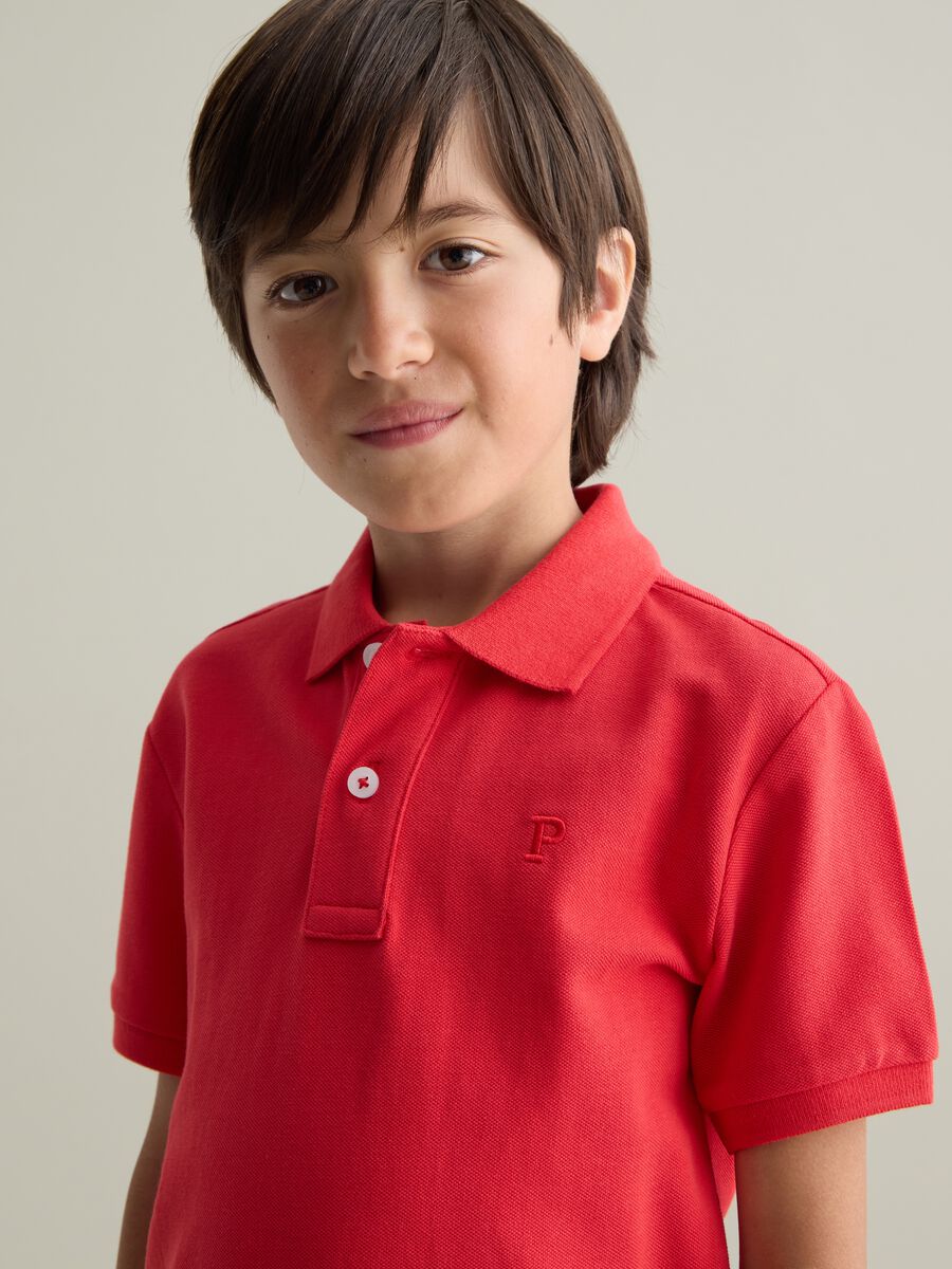 Kids' red mercerised cotton polo_1