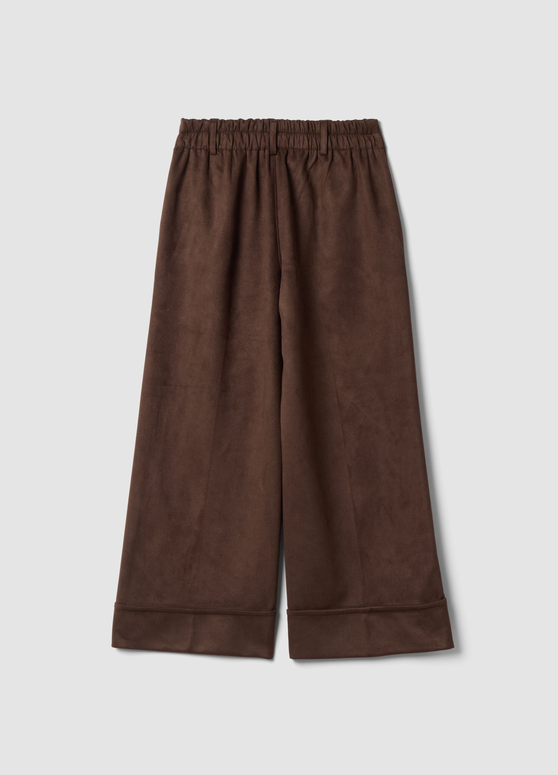 Dark brown regular-fit wide-leg trousers
