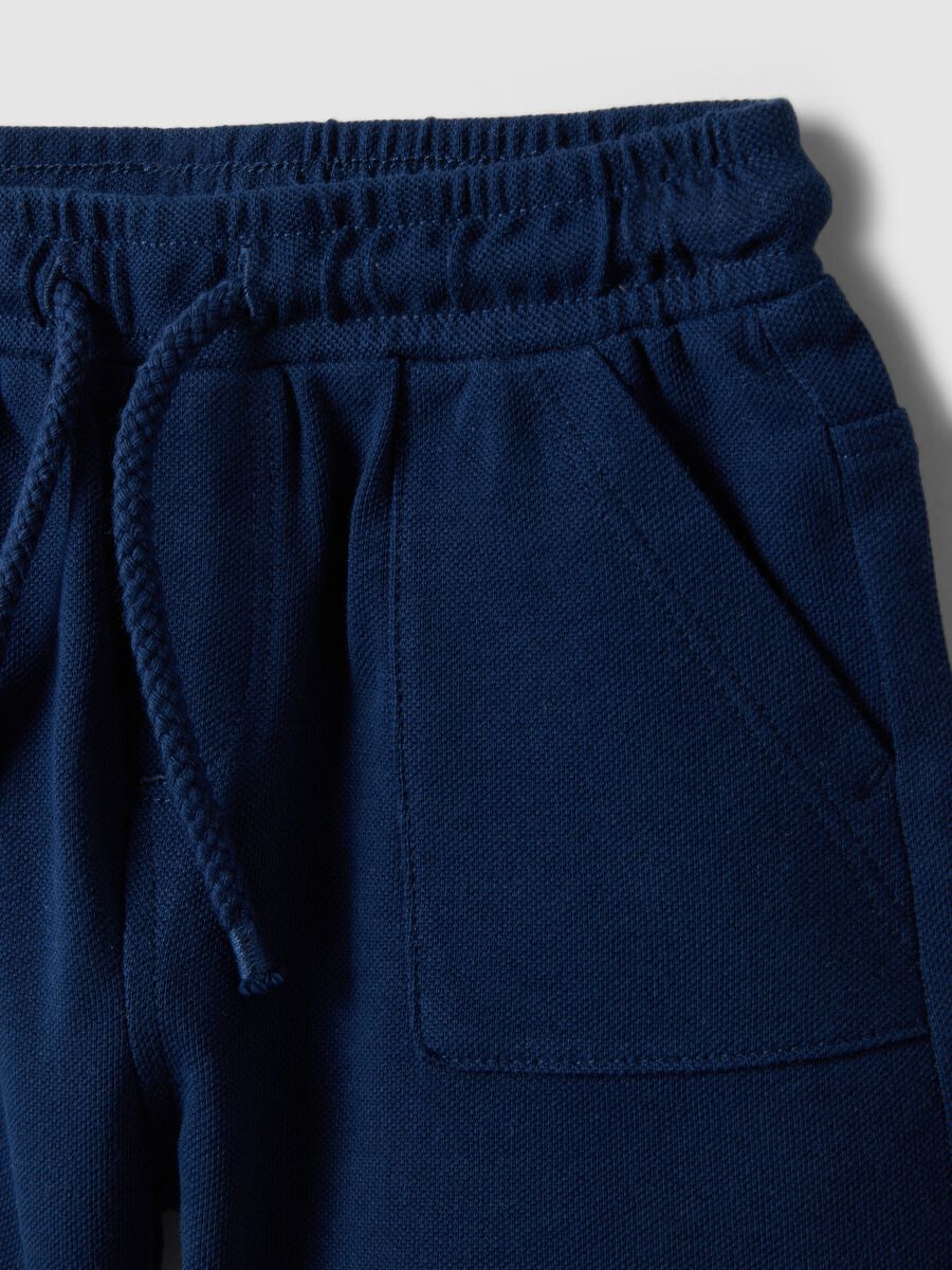Pantaloncini in puro cotone blu da bimbo regular fit_2