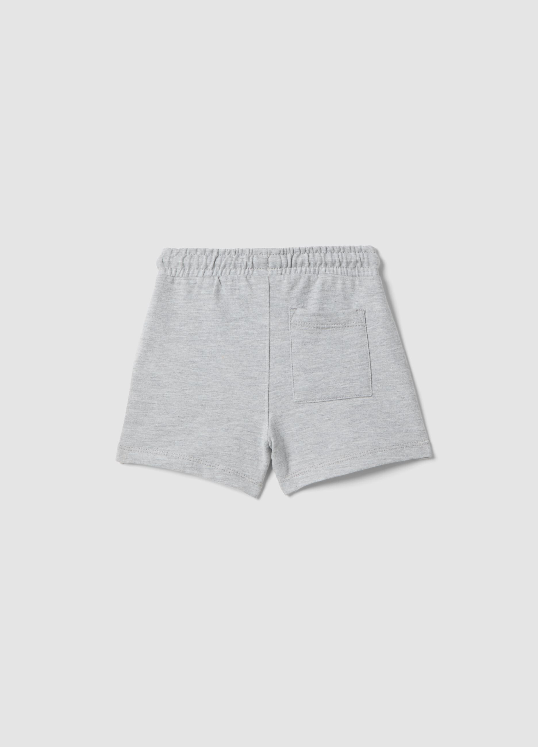 Grey pure cotton shorts with elasticated waistband