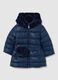 Blue padded regular fit girls' jacket with hood and zip_0