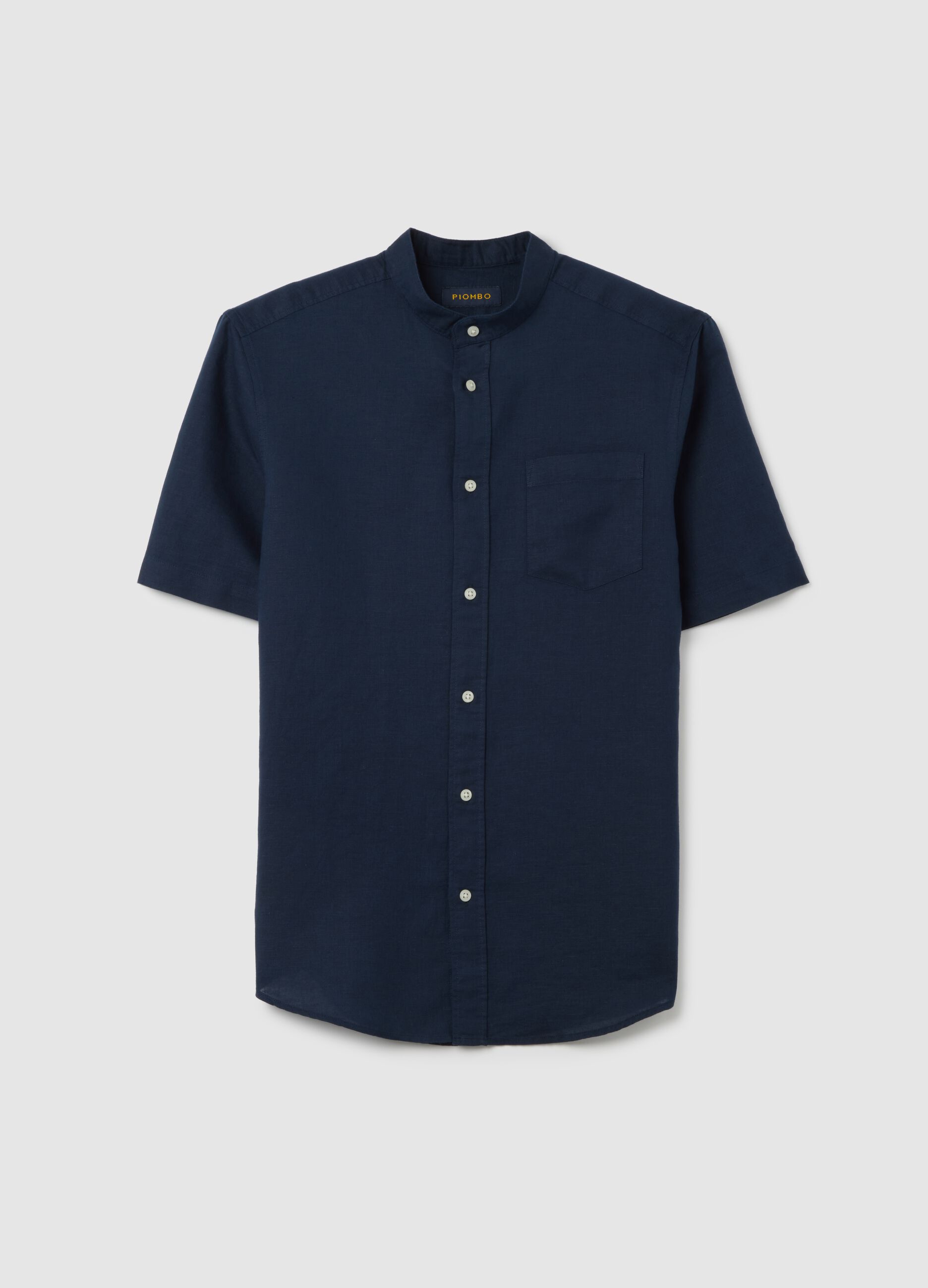 Blue Korean shirt in linen and cotton