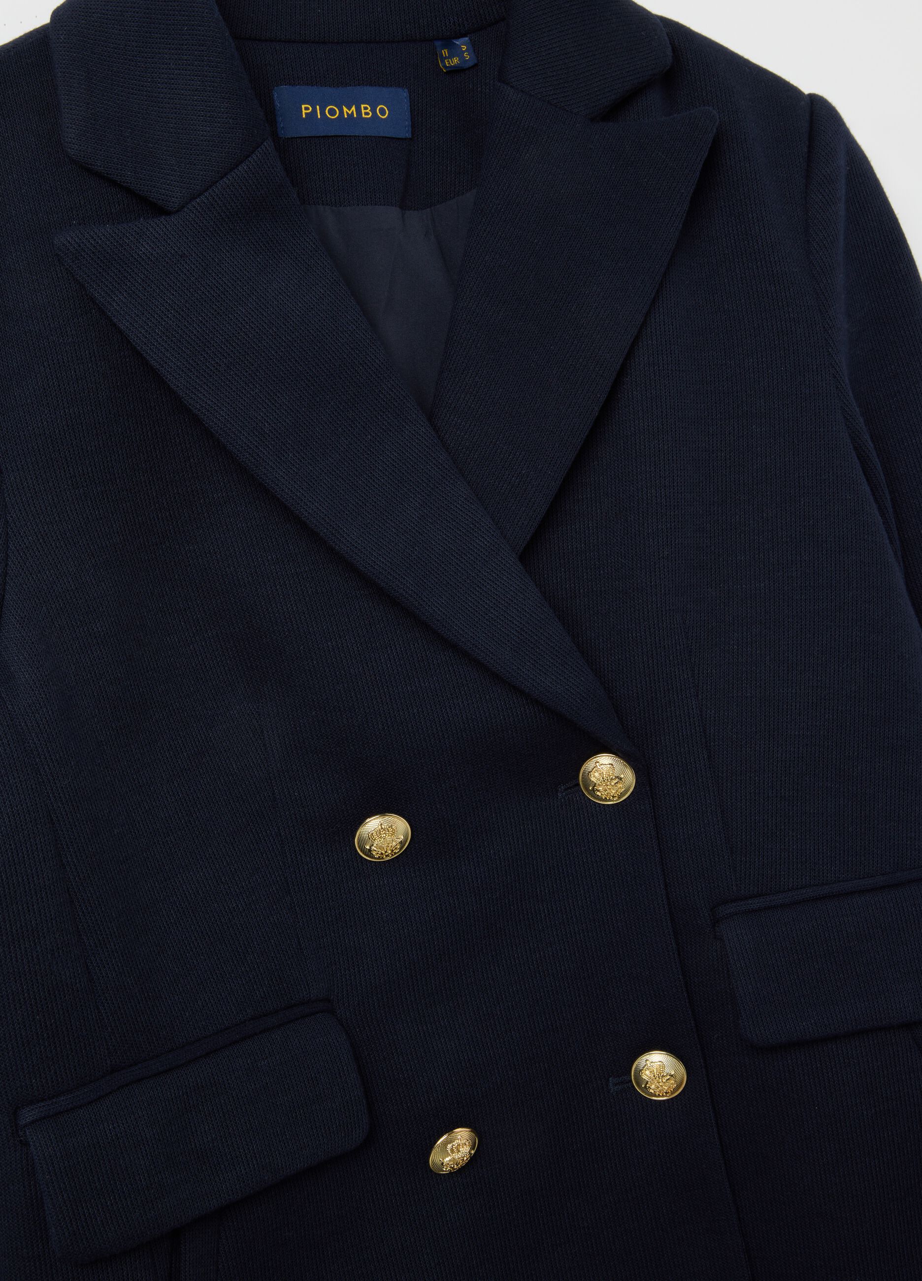 Blue cotton blend regular fit blazer