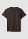 Brown mercerised pure cotton crew-neck T-shirt, regular fit_0