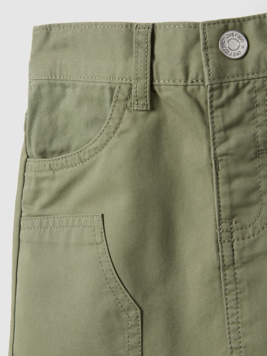 Girls' regular fit green cotton mini skirt with decorations_3