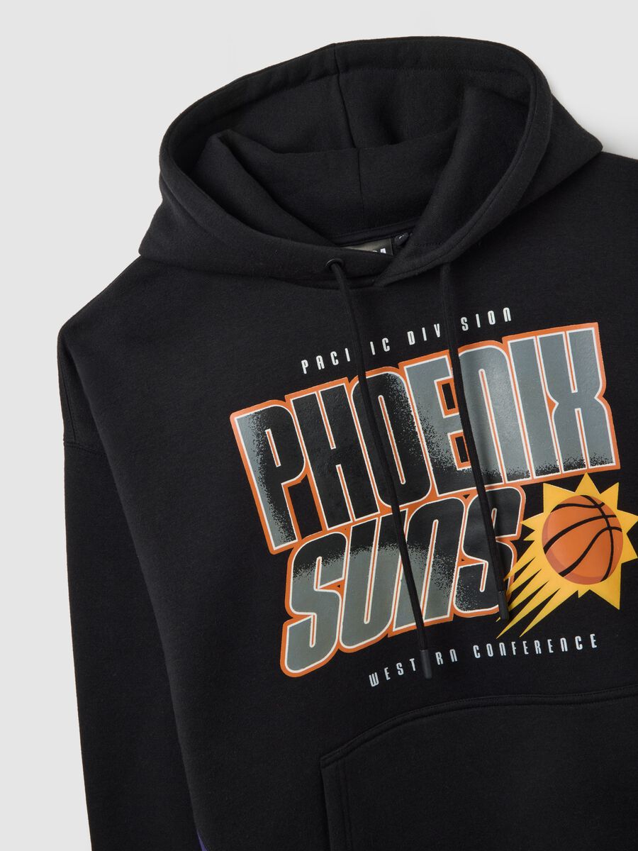 Black cotton blend hoodie with Phoenix Suns print_5