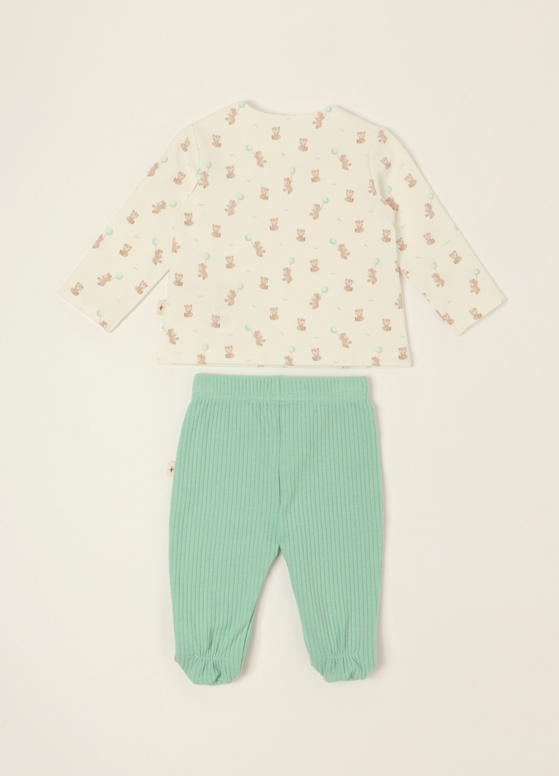Multicolour baby set with teddy bear in stretch cotton