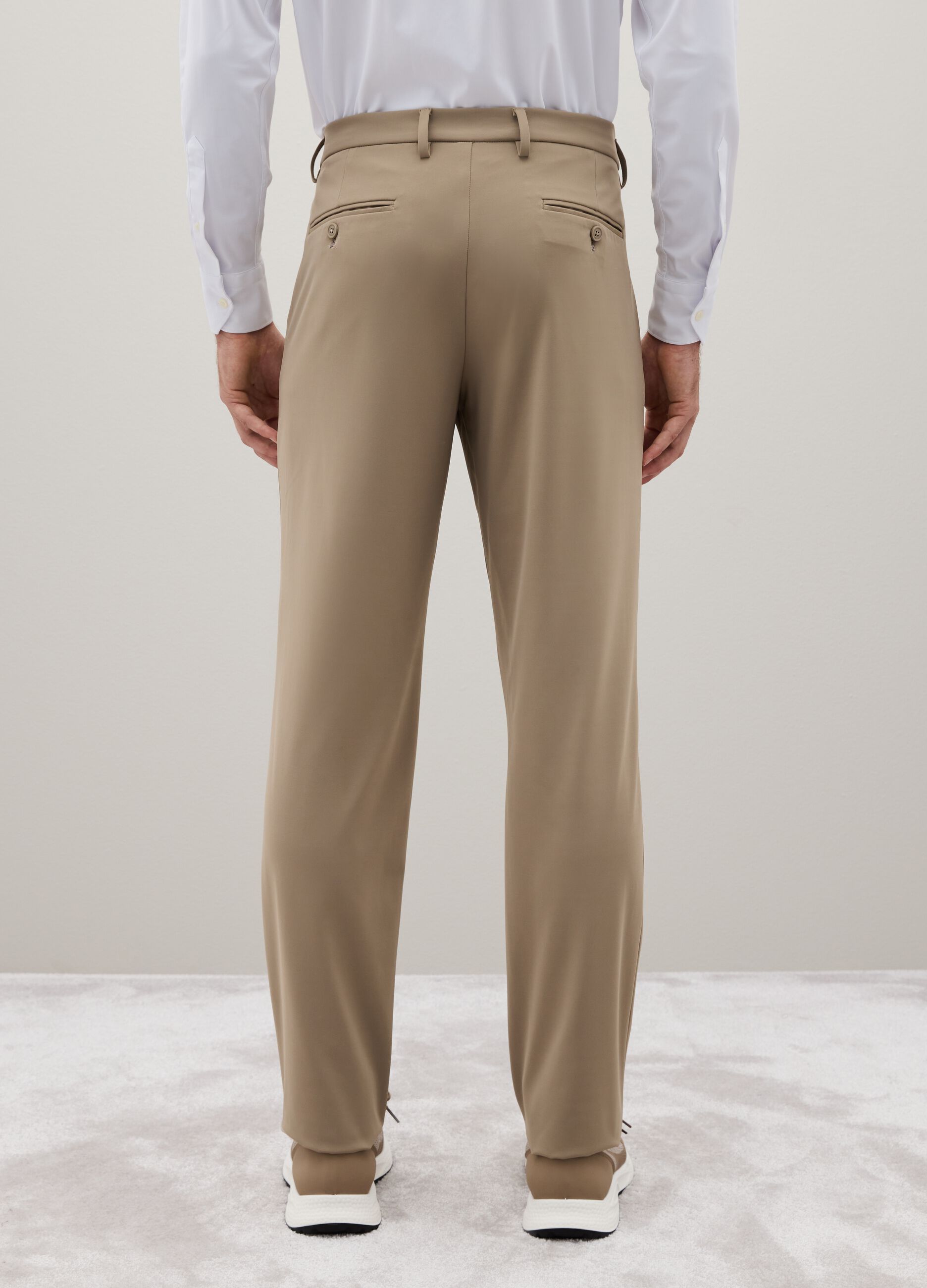 Beige slim fit trousers in stretch fabric