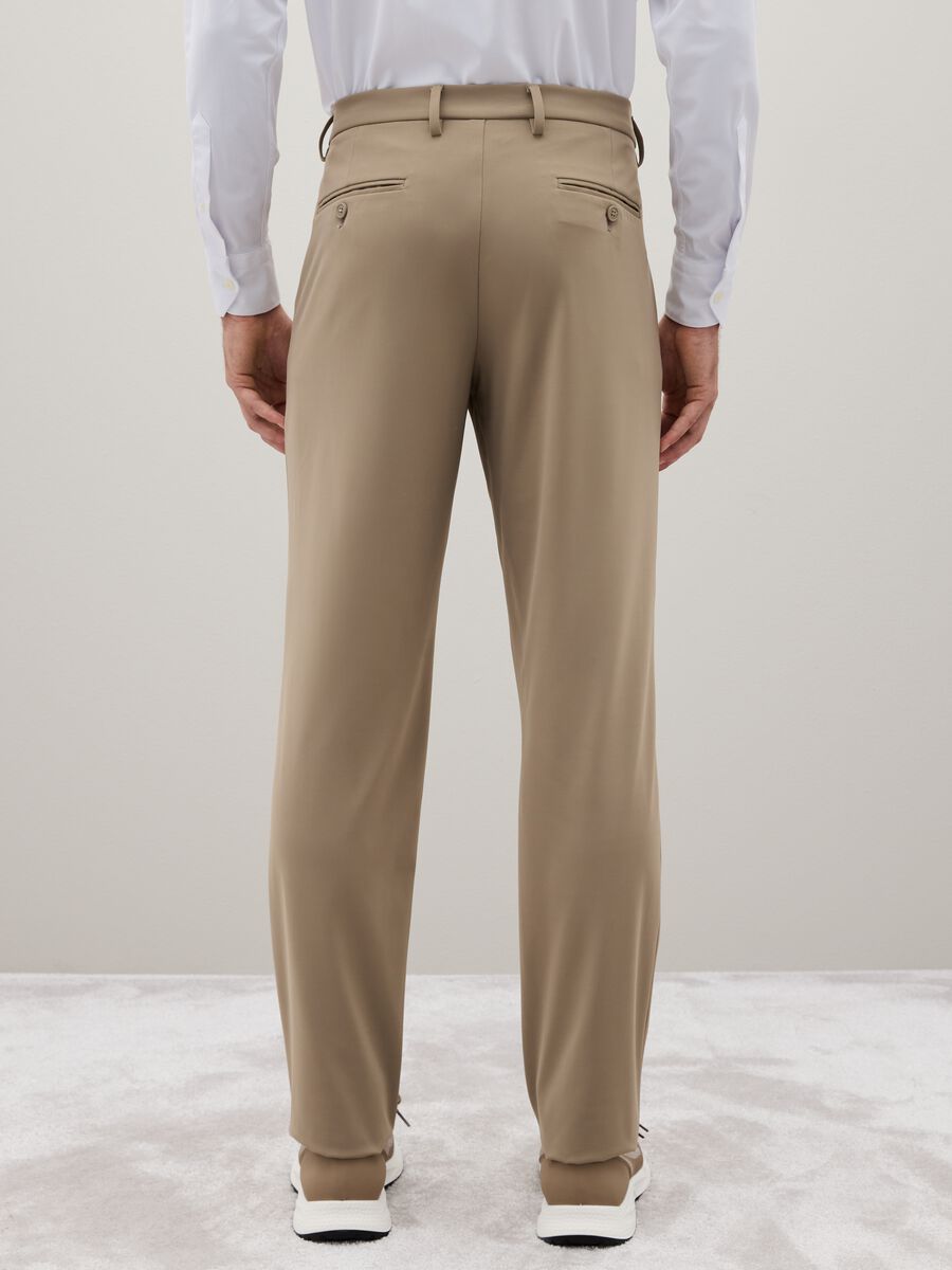 Beige slim fit trousers in stretch fabric_3