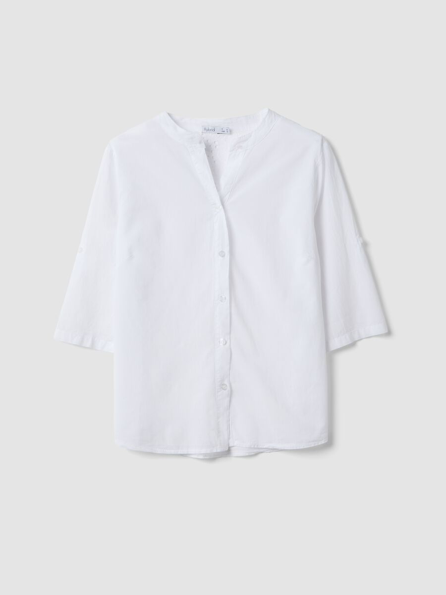 Camicia bianca in puro cotone con ricami traforati regular fit_4