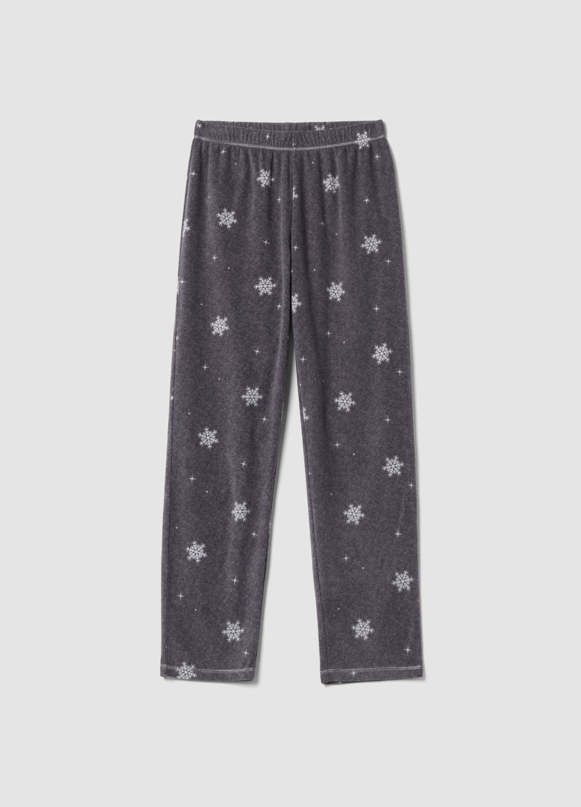 Pantaloni pigiama grigio scuro melange con stampa fiocchi di neve regular fit