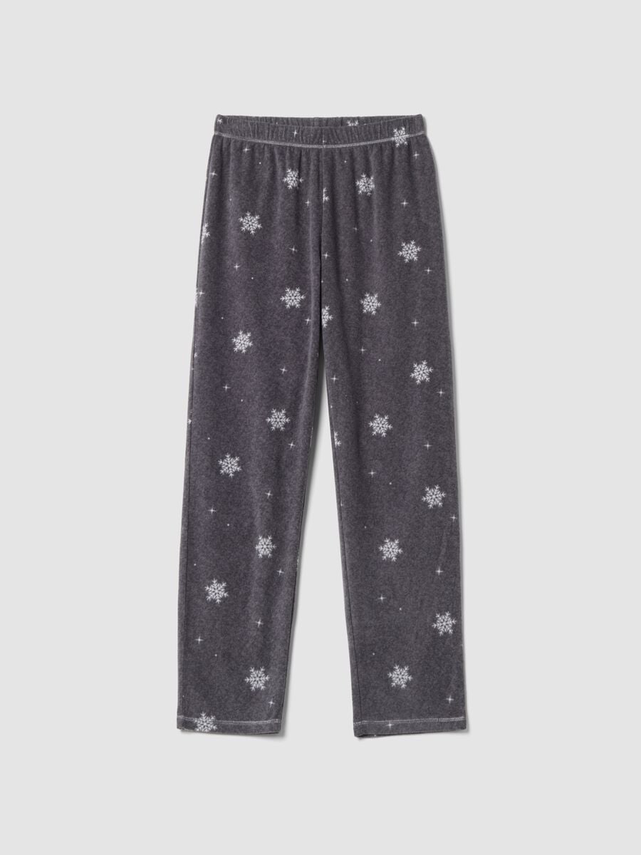 Pantaloni pigiama grigio scuro melange con stampa fiocchi di neve regular fit_0