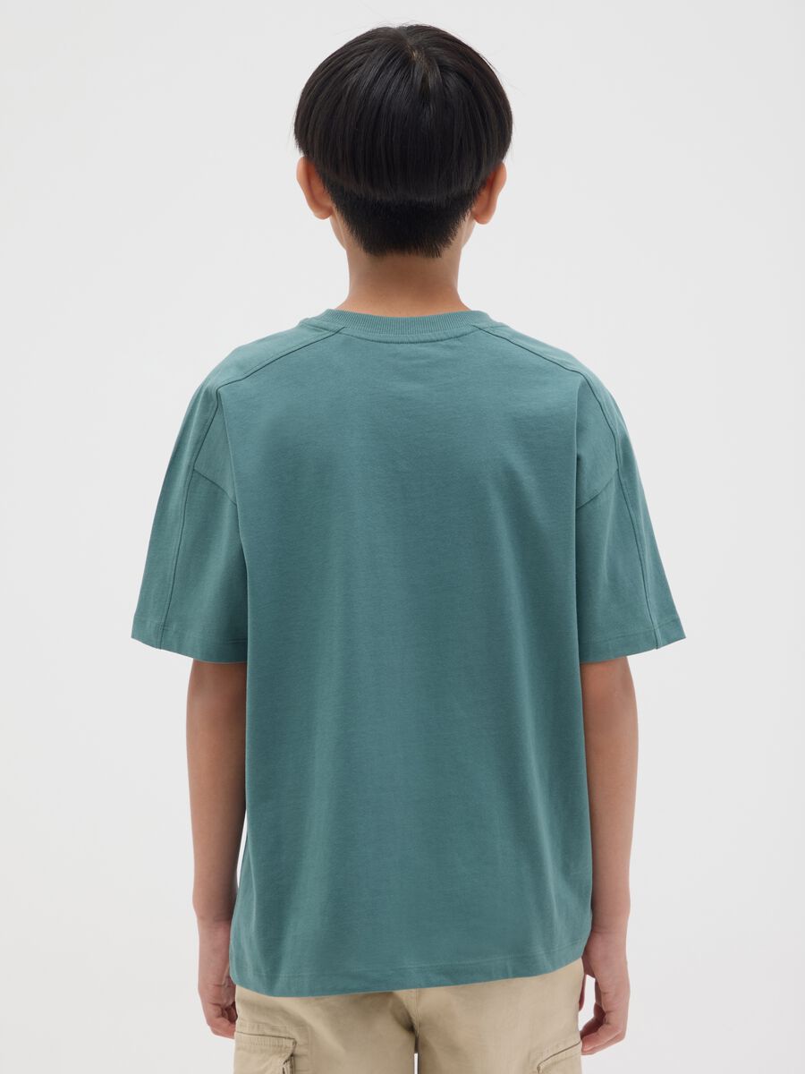 T-shirt da ragazzo in puro cotone verde regular fit con scollo rotondo_1