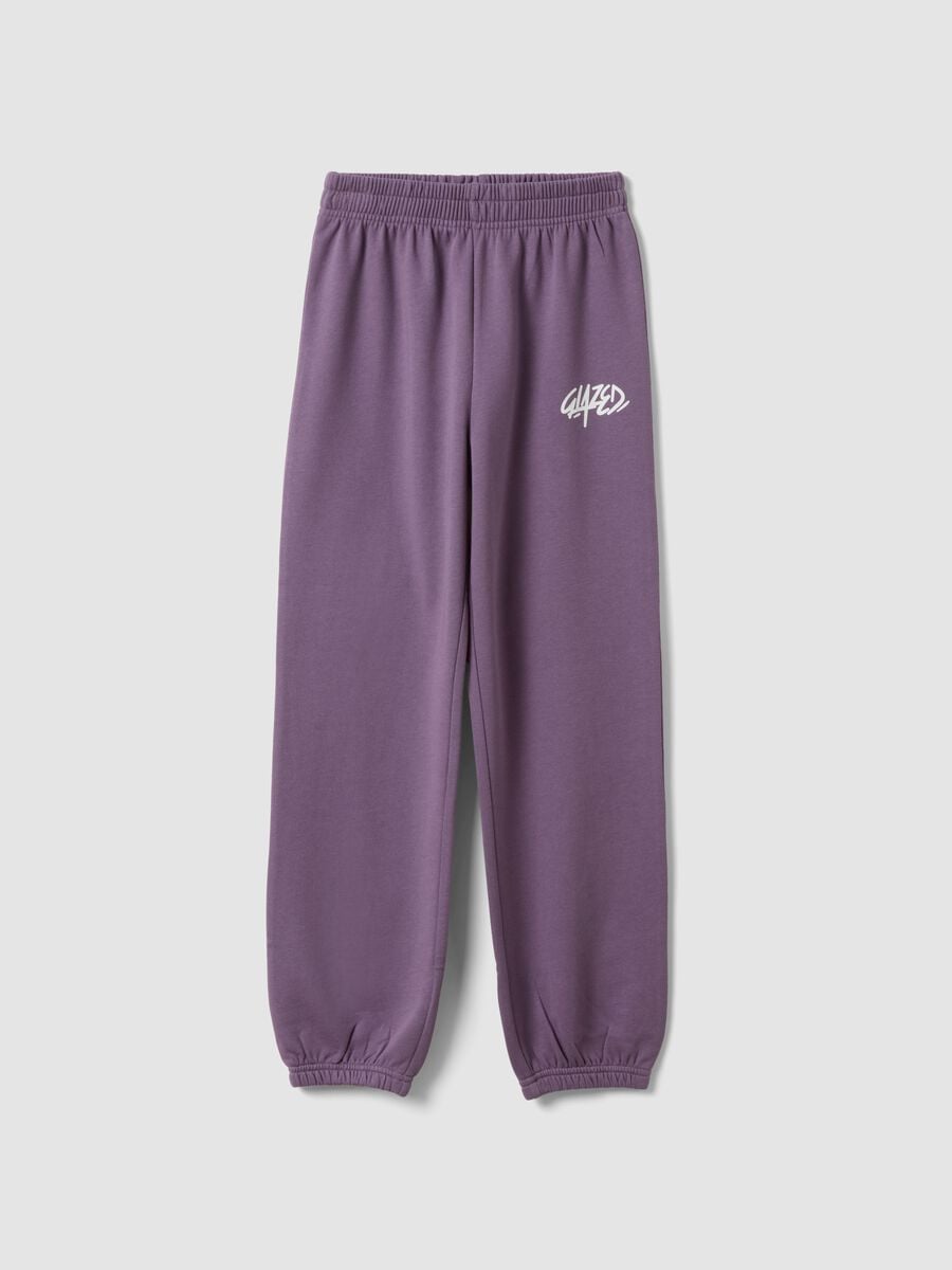 Purple pure cotton jogger trousers_0
