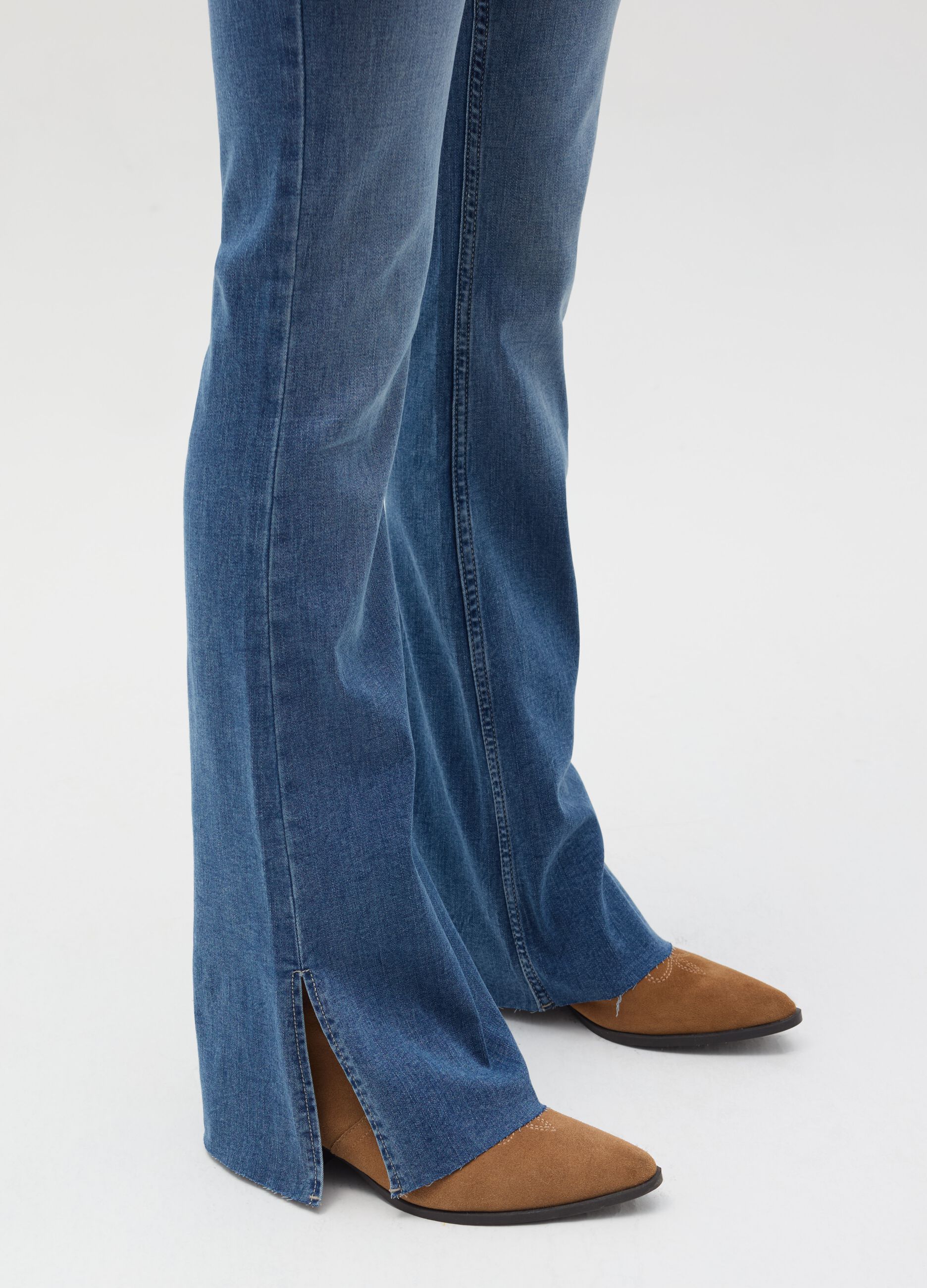 Flare-fit bootcut jeans with slits