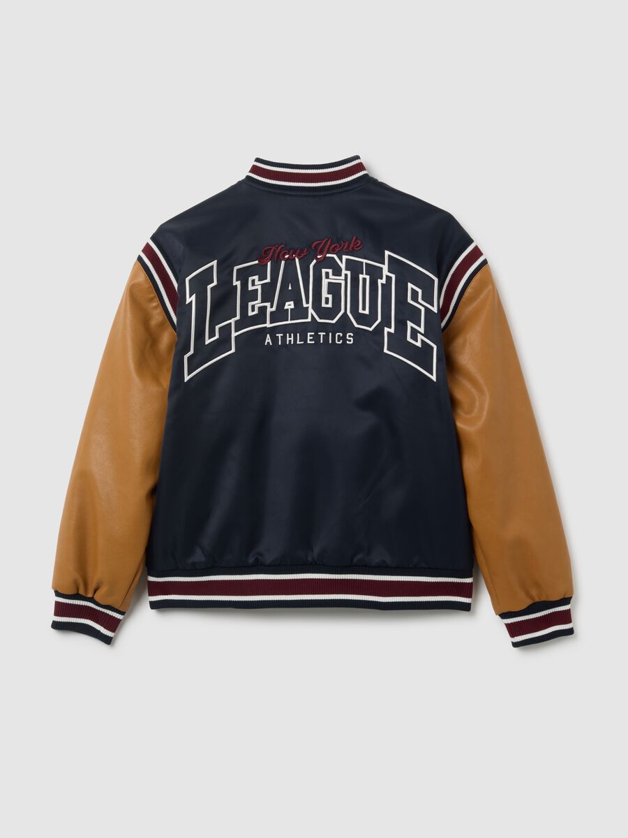 Blue Boy's Bomber Jacket with Buttons_1