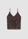 Brown fitted sequin stretch tank top_4