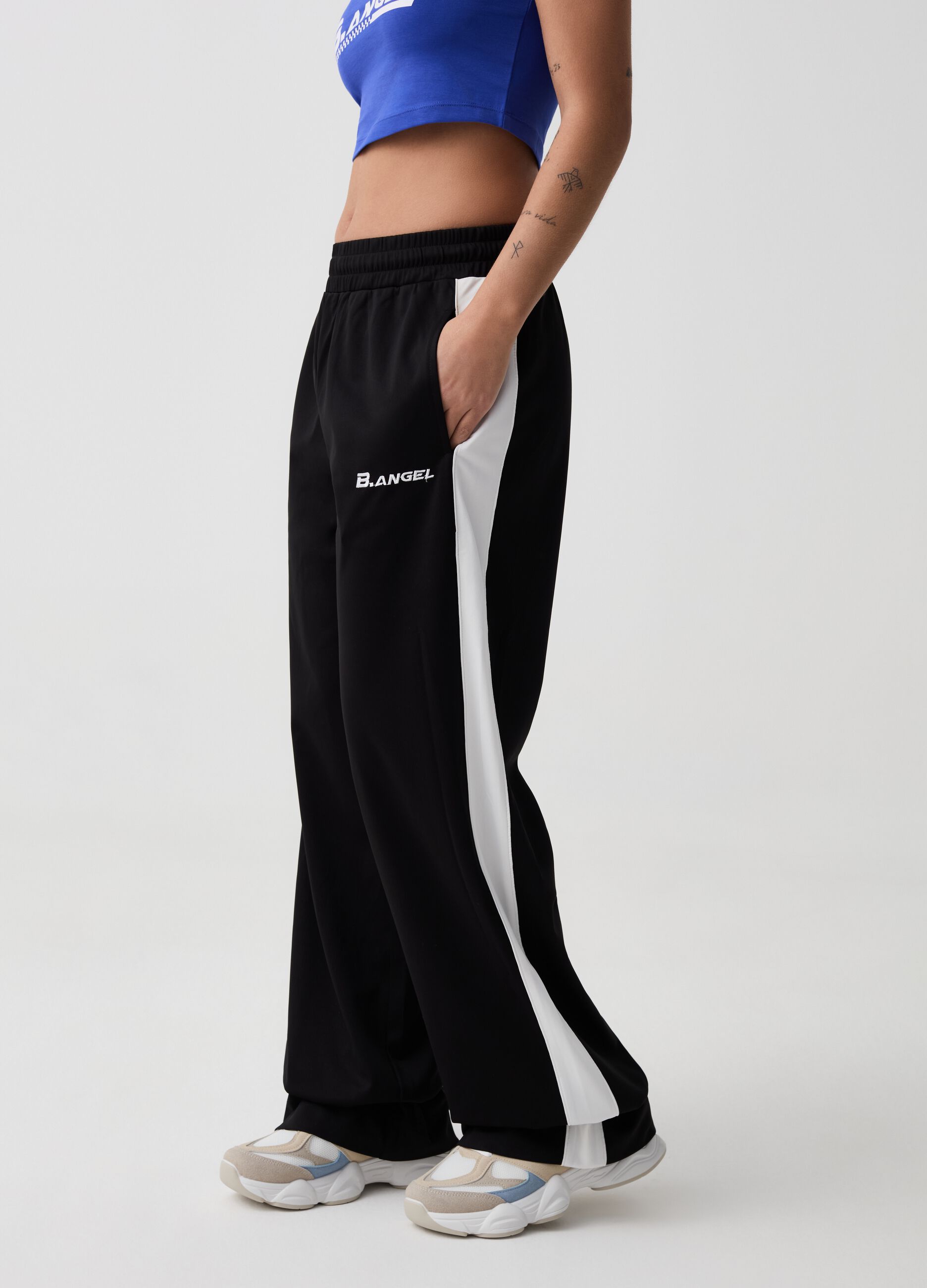 Joggers wide leg con bande a contrasto B.ANGEL X MARE FUORI