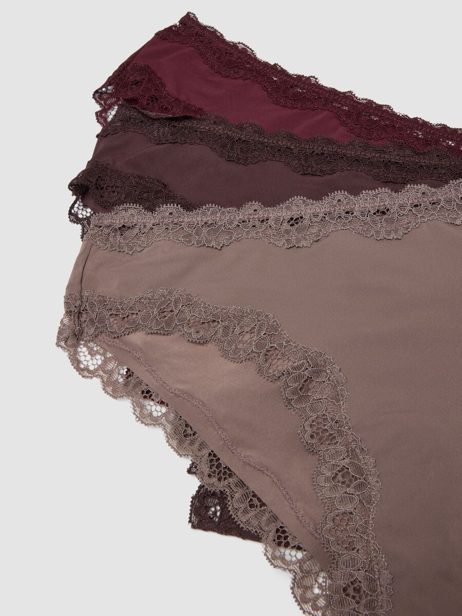 Tripack di slip multicolor in cotone organico con pizzo_2