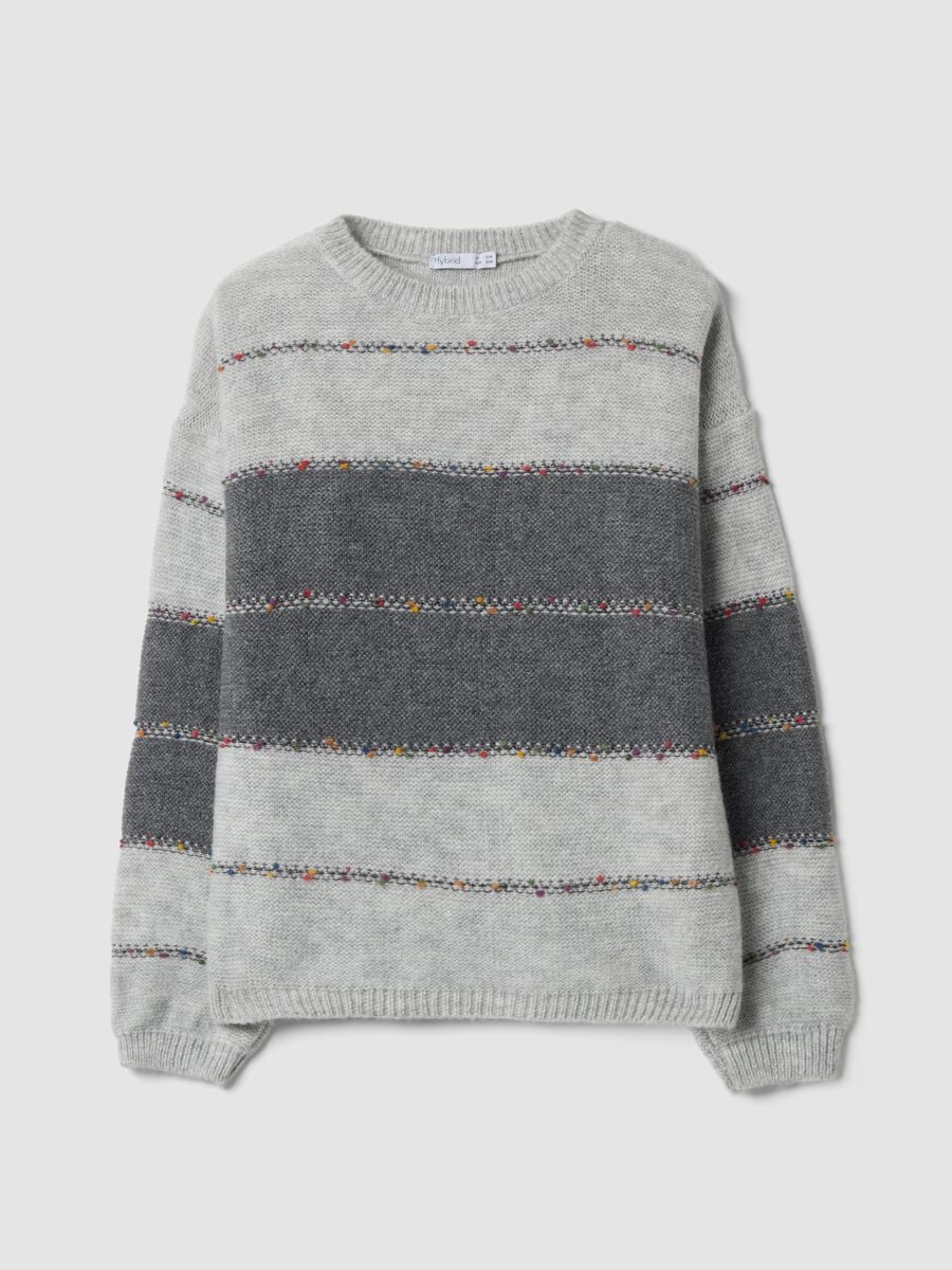 Grey striped crew-neck jumper, regular fit_0